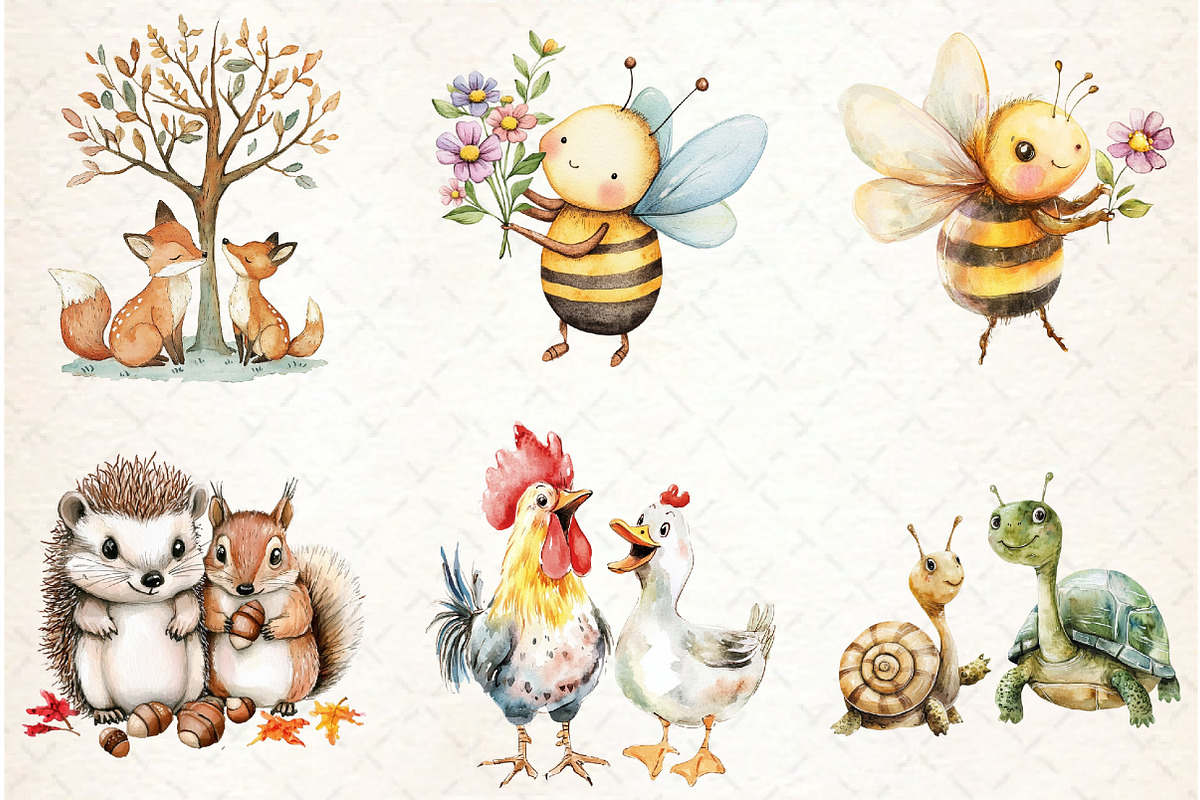 Watercolor Quirky Friendship Clipart, an Illustration by Watercolor design (Photo 2 of 4)