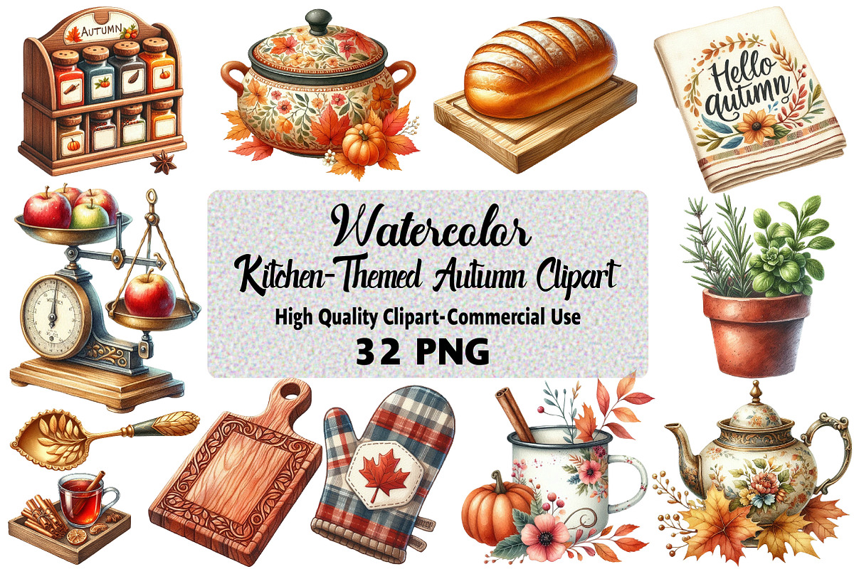 Kitchen-Themed Autumn Clipart Bundle, an Illustration by Daily.Designs (Photo 1 of 5)