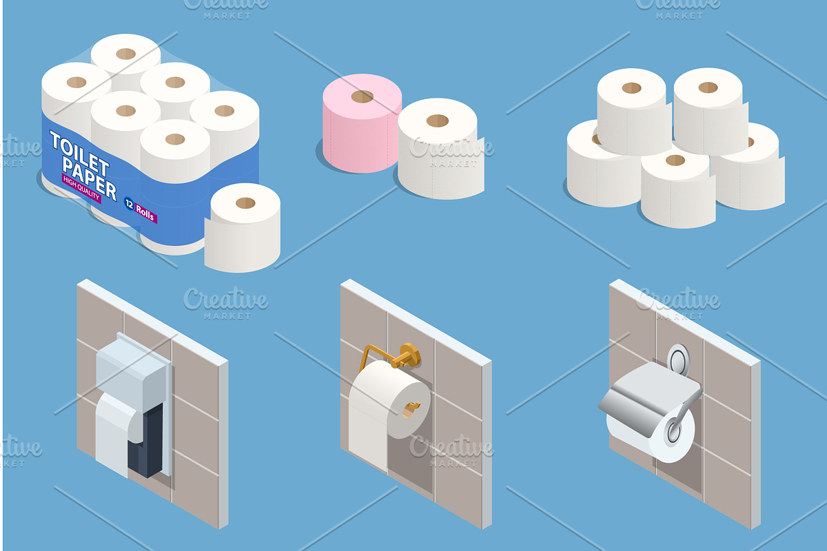 Isometric set of toilet paper rolls, an Object Illustration by Golden Sikorka
