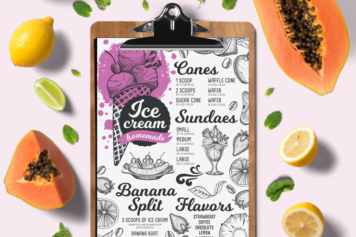 FREE! Trifold + Ice Cream Menu, a Brochure Template by BarcelonaShop (Photo 2 of 3)