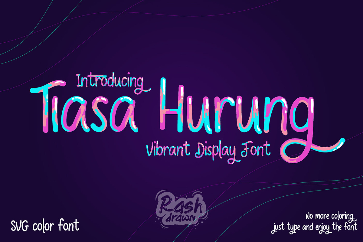 Tiasa Hurung – Vibrant svg Font, a Handwritten Font by Rashdrawn (Photo 1 of 5)