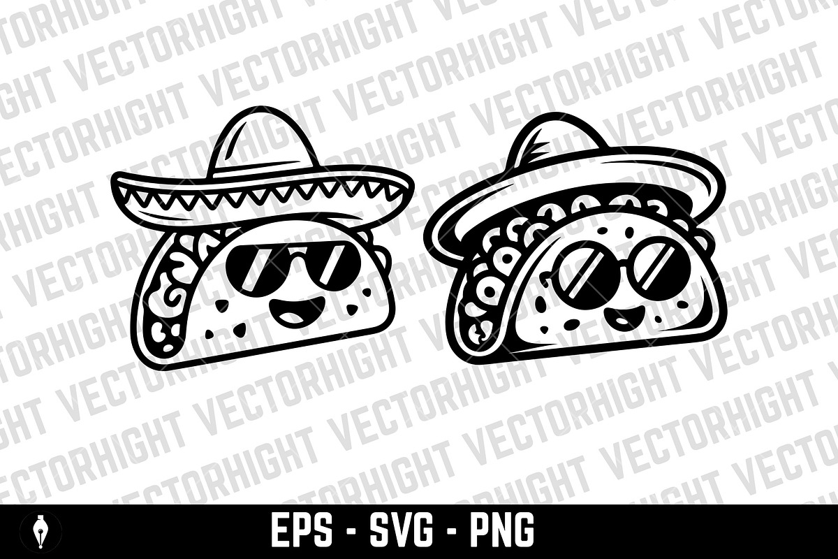 Cartoon mascot of a taco, a Food Illustration by Vectorhight (Photo 2 of 5)