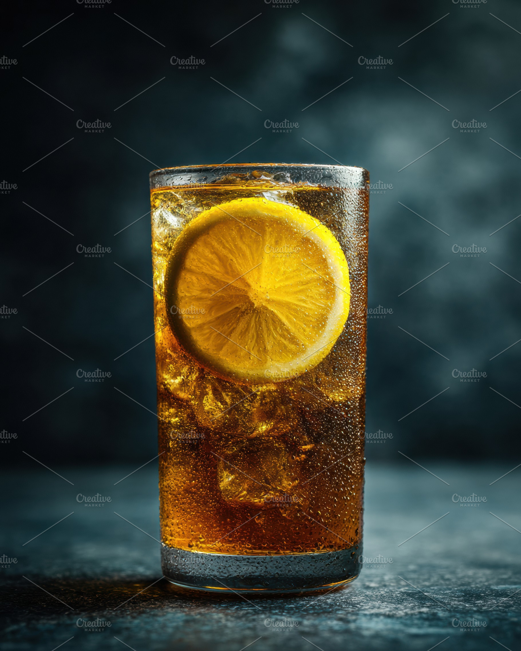 Iced Tea Glass with Lemon Slice, a Food & Drink Photo by Virgo Studio