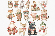 Christmas Wooodland Animals Clipart, an Animal Illustration by ClipArtCharm (Thumbnail 3 of 5)