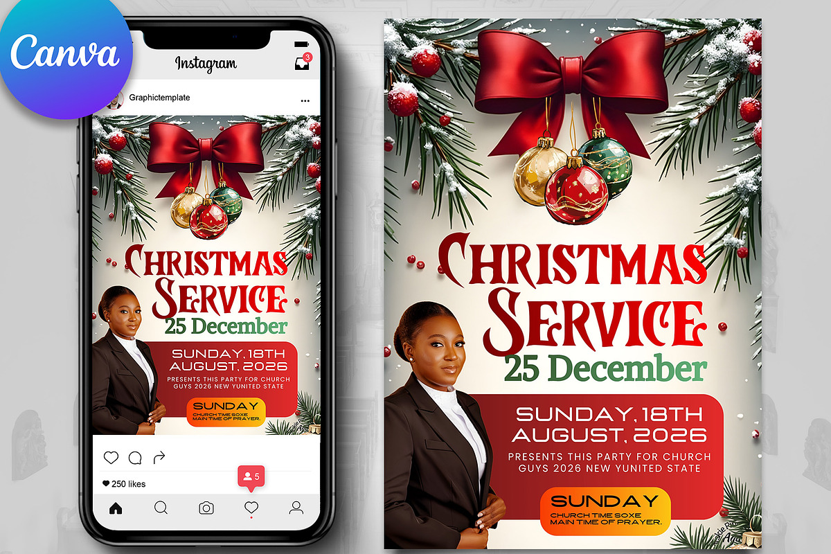 Christmas Service Church Flyers