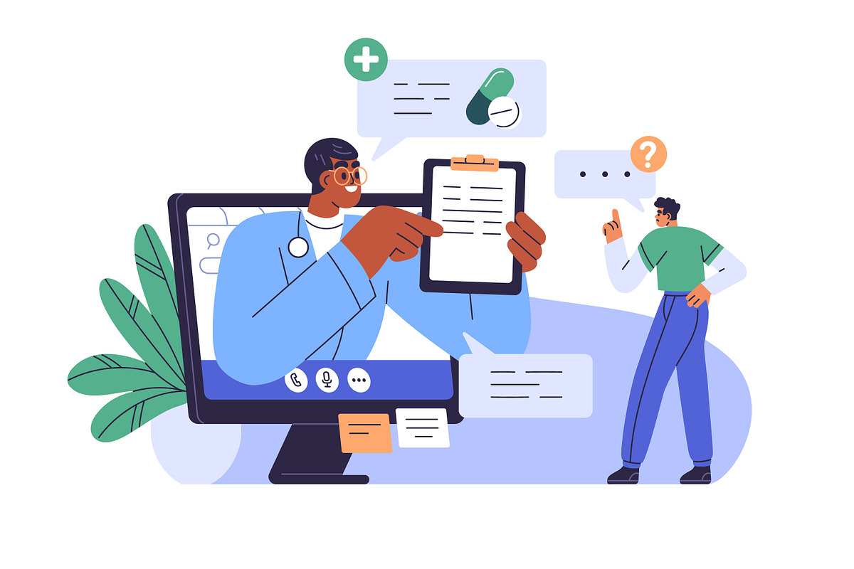 Doctors during online calls set, a Healthcare Illustration by Good Studio (Photo 4 of 5)
