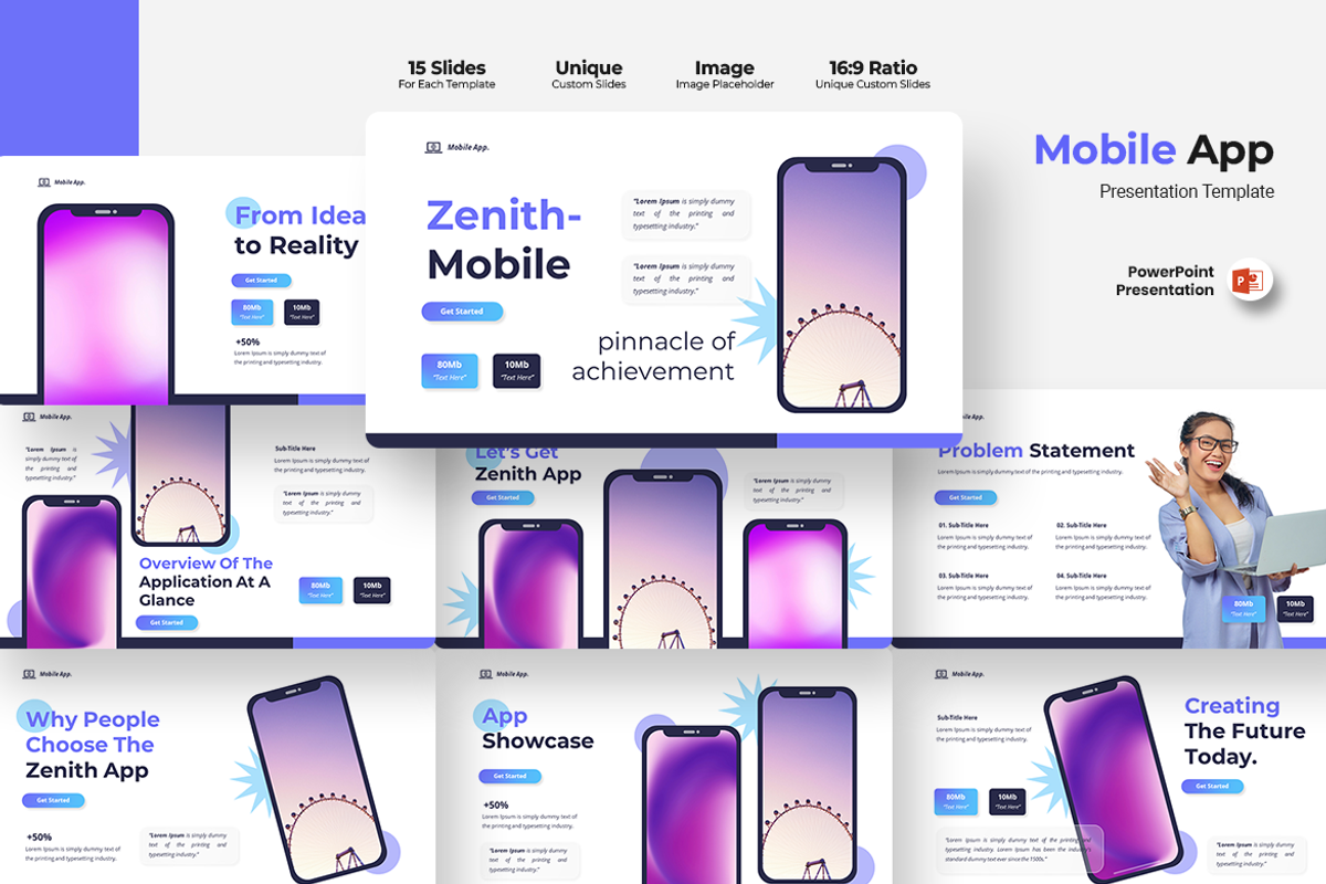Mobile App - PowerPoint Template, a Presentation Template by Iqsiart Studio (Photo 1 of 3)