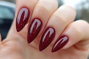 Beautiful woman's hands with burgundy nail manicure, a Beauty & Fashion Photo by AlyaAnd