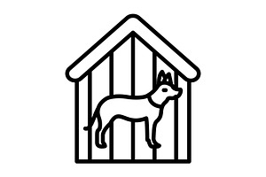 Dog Shelter Line Icon, an Icon by Pexelpy