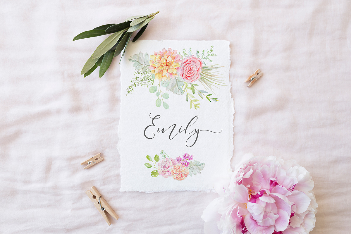 Emily. Watercolor floral collection, an Illustration by OJardin (Photo 4 of 7)