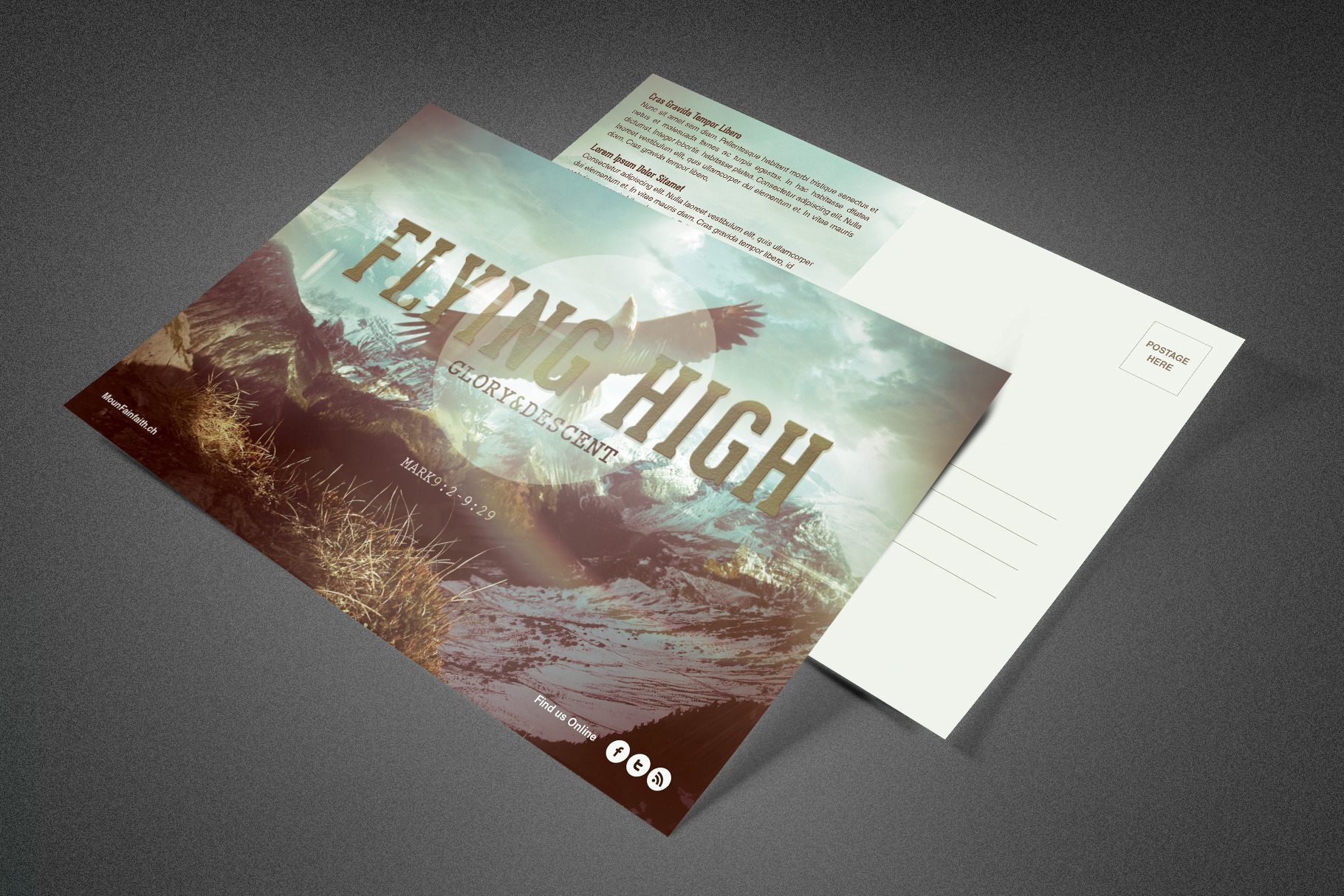 Flying High Church Postcard Template, a Card Template by loswl