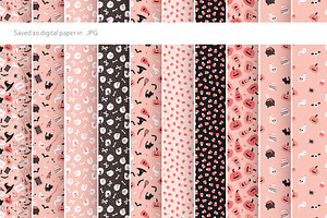 Pink Witch Pattern And Print