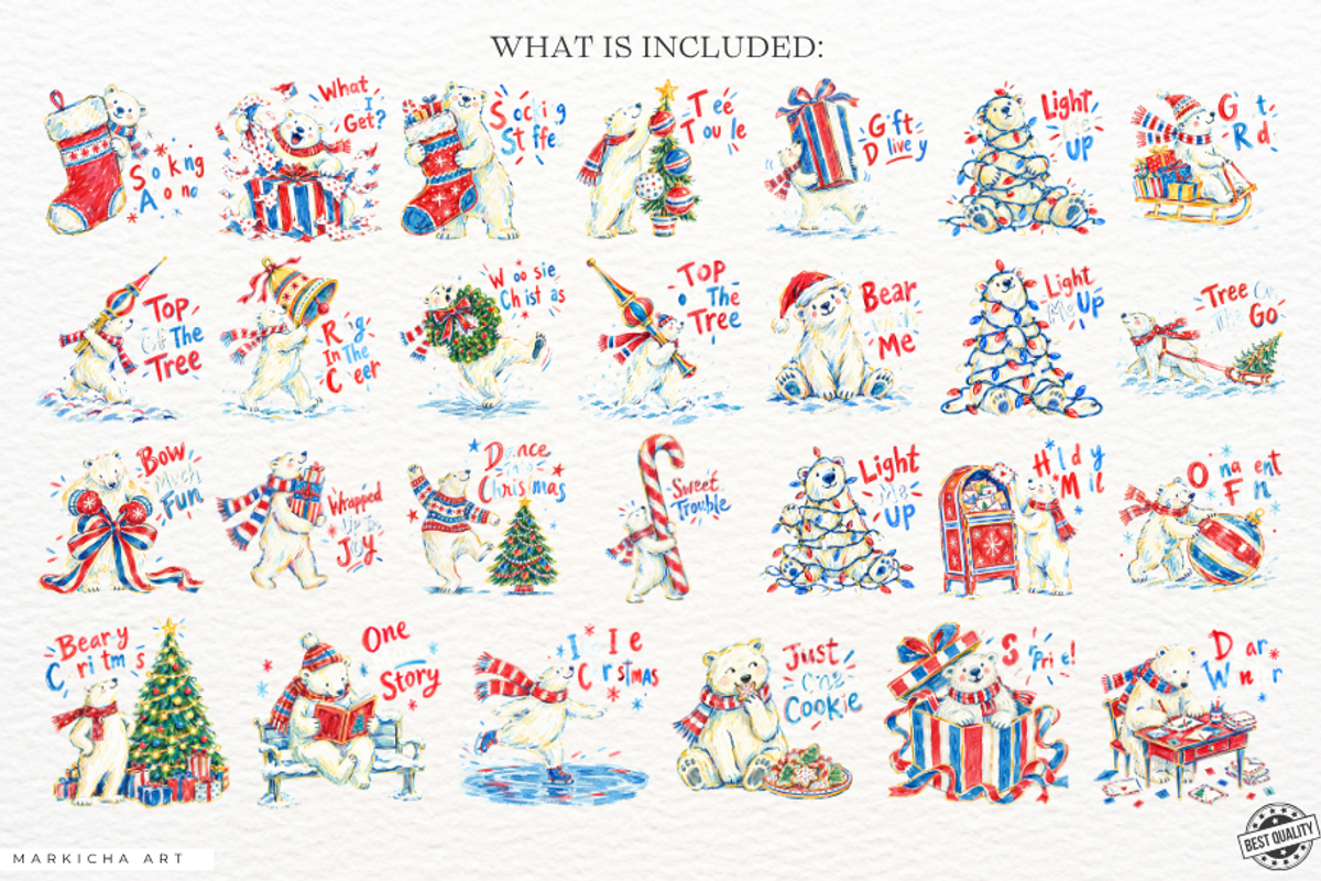 Quirky Christmas Polar Bear PNG, a Seasonal Illustration by Markicha Art (Photo 4 of 5)