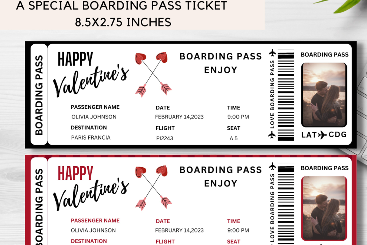 Boarding Pass for Valentine's Day, a Card Template by YasdeyDesigns (Photo 7 of 9)