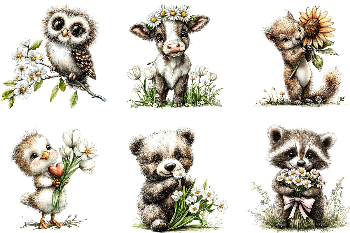 Whimsical Animals Spring Clipart, an Illustration by Designking (Photo 2 of 5)