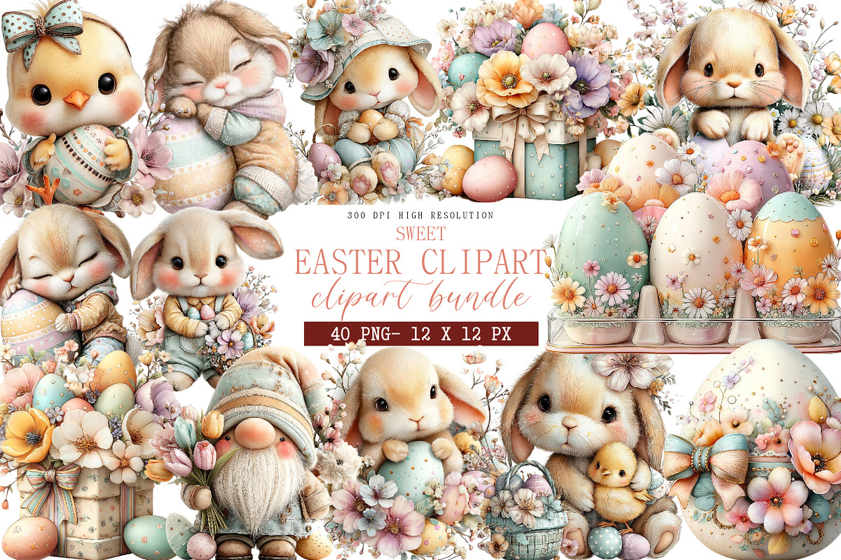 Sweet Easter Clipart, an Illustration by DreamArtGraphic (Photo 1 of 4)