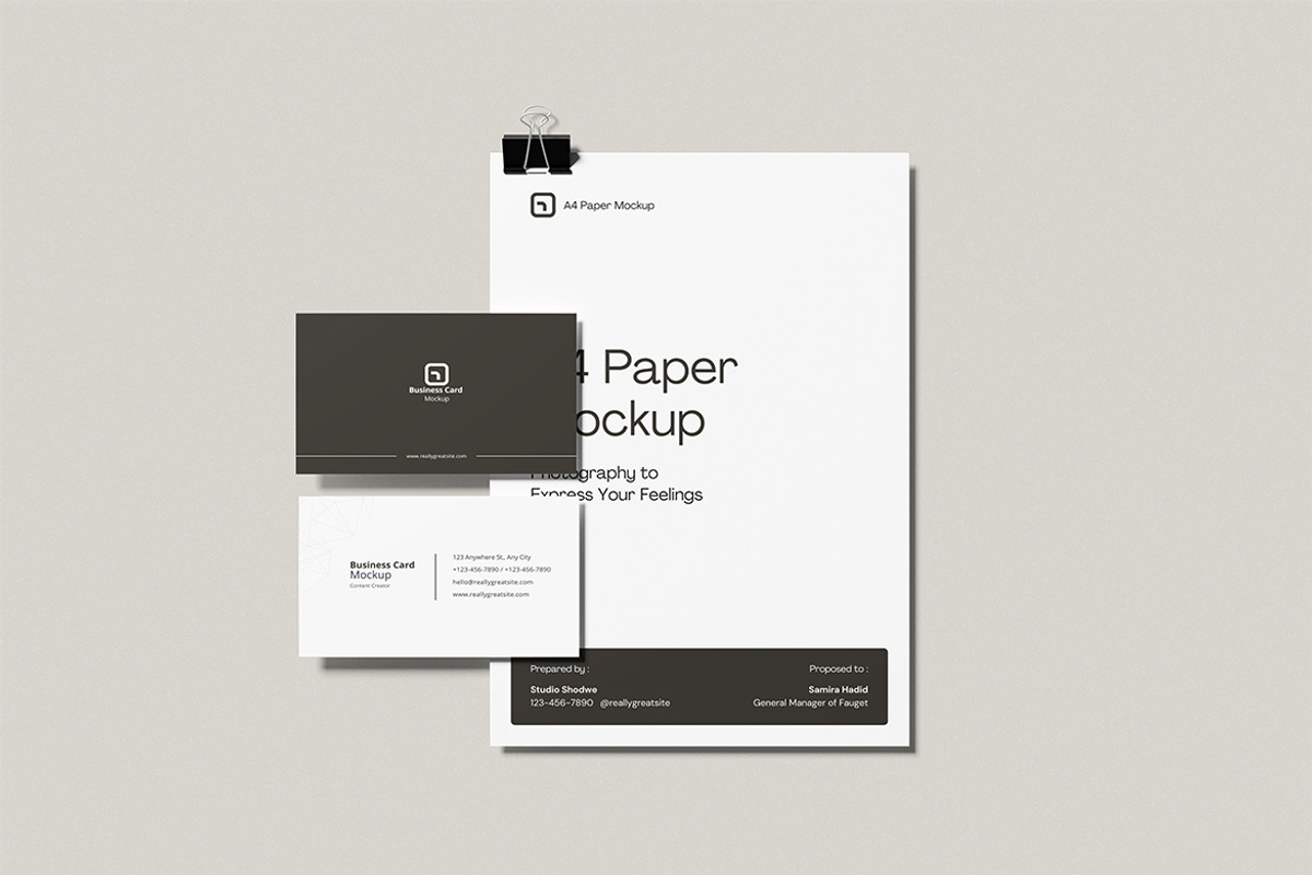 A4 Paper & Business Card Mockup, an Advertising Mockup by swsi-studio (Photo 4 of 5)