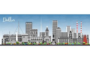 Dublin Ireland city skyline., an Illustration by Booblgum