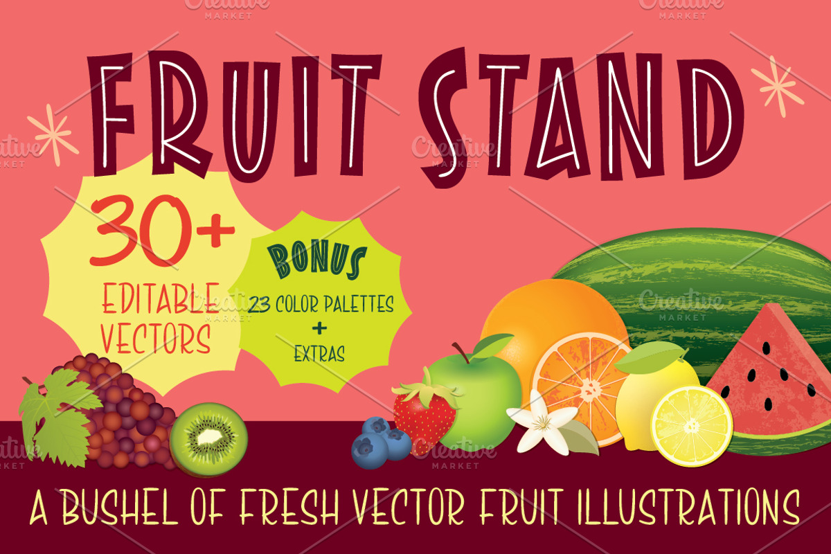Fruit Stand: Vector Illustrations, a Graphic by Dandylyon Designs (Photo 1 of 9)