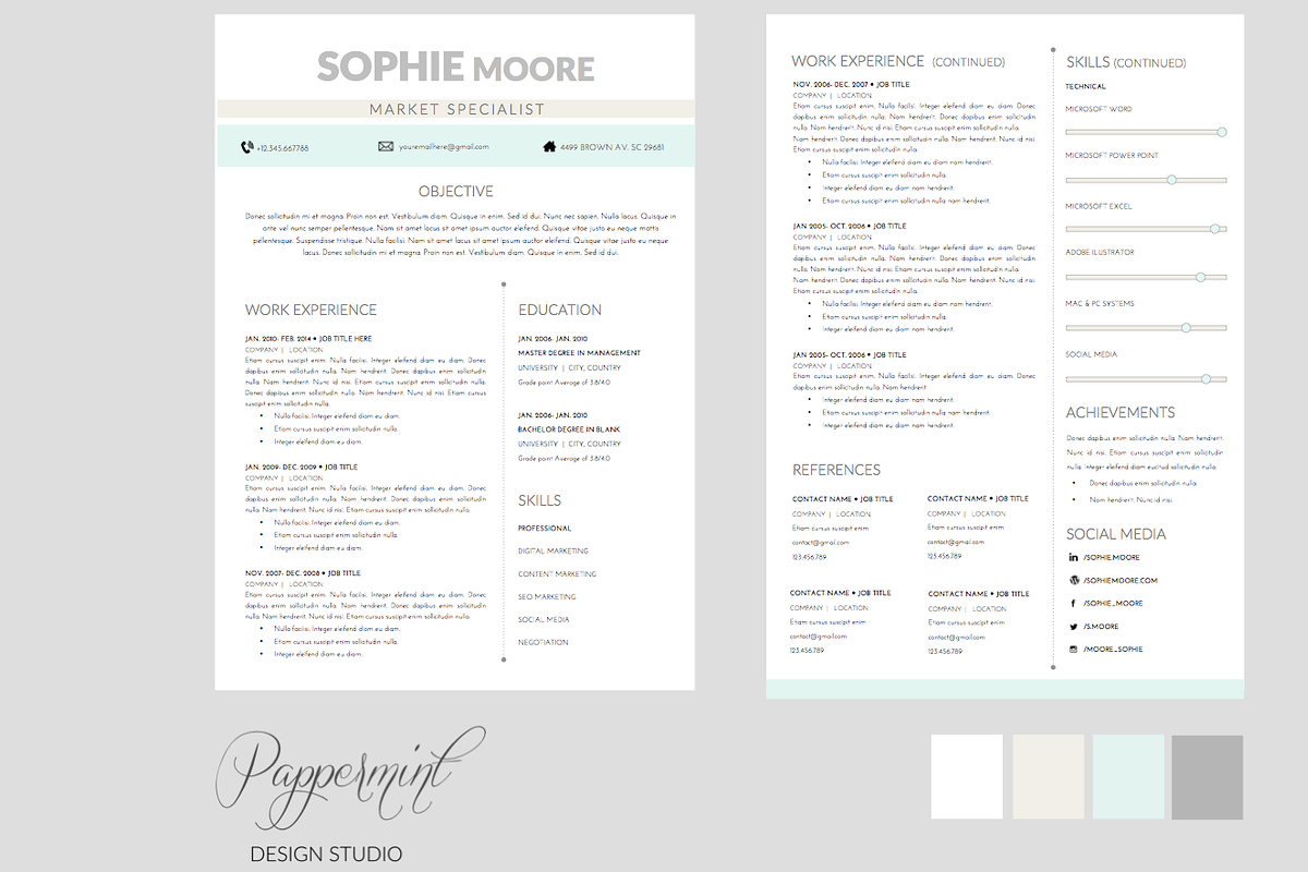Resume Template + Cover Letter WORD, a Resume Template by PAPPERMINT RESUME STUDIO (Photo 4 of 4)