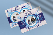 Blue Floral Winter Greeting Card, a Card Template by graphicook (Thumbnail 2 of 4)