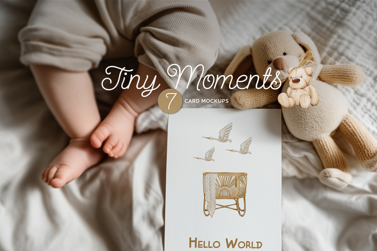 Tiny Moments – Baby Card Mockups, a Mockup by NikiArts (Photo 1 of 8)