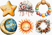 Watercolor Boho Baby Clipart Bundle, an Illustration by Canvas Craft (Thumbnail 2 of 7)