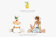 watercolor beach clipart collection, a Decorative Illustration by Patishop Art (Thumbnail 5 of 10)