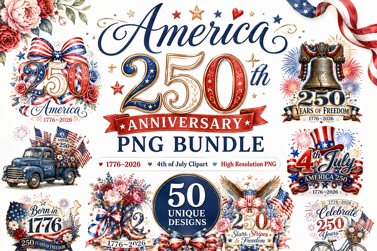 America 250th anniversary PNG bundle, a Decorative Illustration by HeavensStar (Photo 1 of 16)