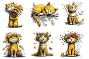 Whimsical Spring Cats Clipart, an Illustration by Dream Creation (Thumbnail 3 of 6)