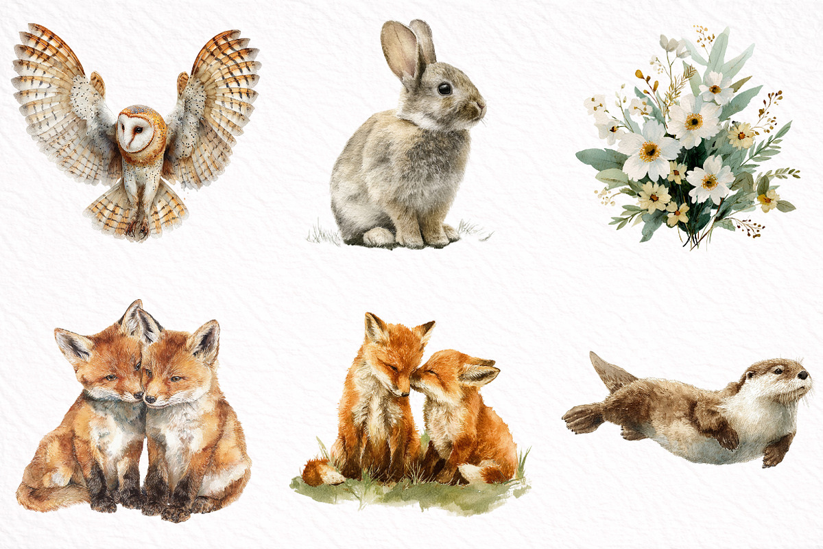 Watercolor Woodland Animals Clipart, an Illustration by DreamArtGraphic (Photo 3 of 8)
