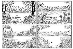 Outlined landscape of nature, an Illustration by Valerie Bodnar