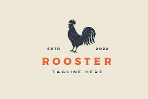 Retro Rooster Silhouette Logo