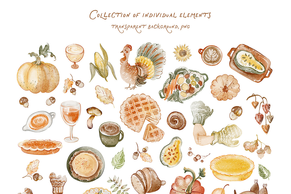 Thanksgiving Watercolor Collection, an Object Graphic by LenArt (Photo 11 of 14)