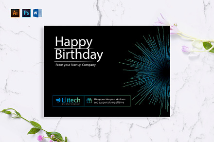 Tech Startup Greeting Card, a Card Template by TemplatesNow!