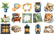 Watercolor Cozy Evening Clipart, an Illustration by Craft Nest (Thumbnail 3 of 4)