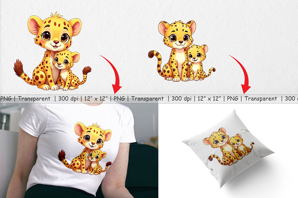 Cheetah Mother's Day Clipart, a Graphic by Artnoy (Photo 3 of 5)