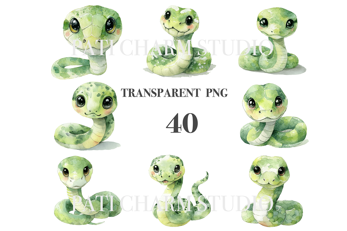 40 Cute Snake Clipart, an Animal Illustration by Pati Charm Studio (Photo 4 of 9)