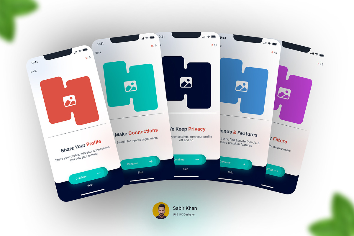 Social Network Onboarding Screens UI, an UI Kit Template by DesignBox (Photo 2 of 3)