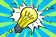 Light bulb in pop art style, an Education Illustration by VectorStory (Thumbnail 2 of 3)