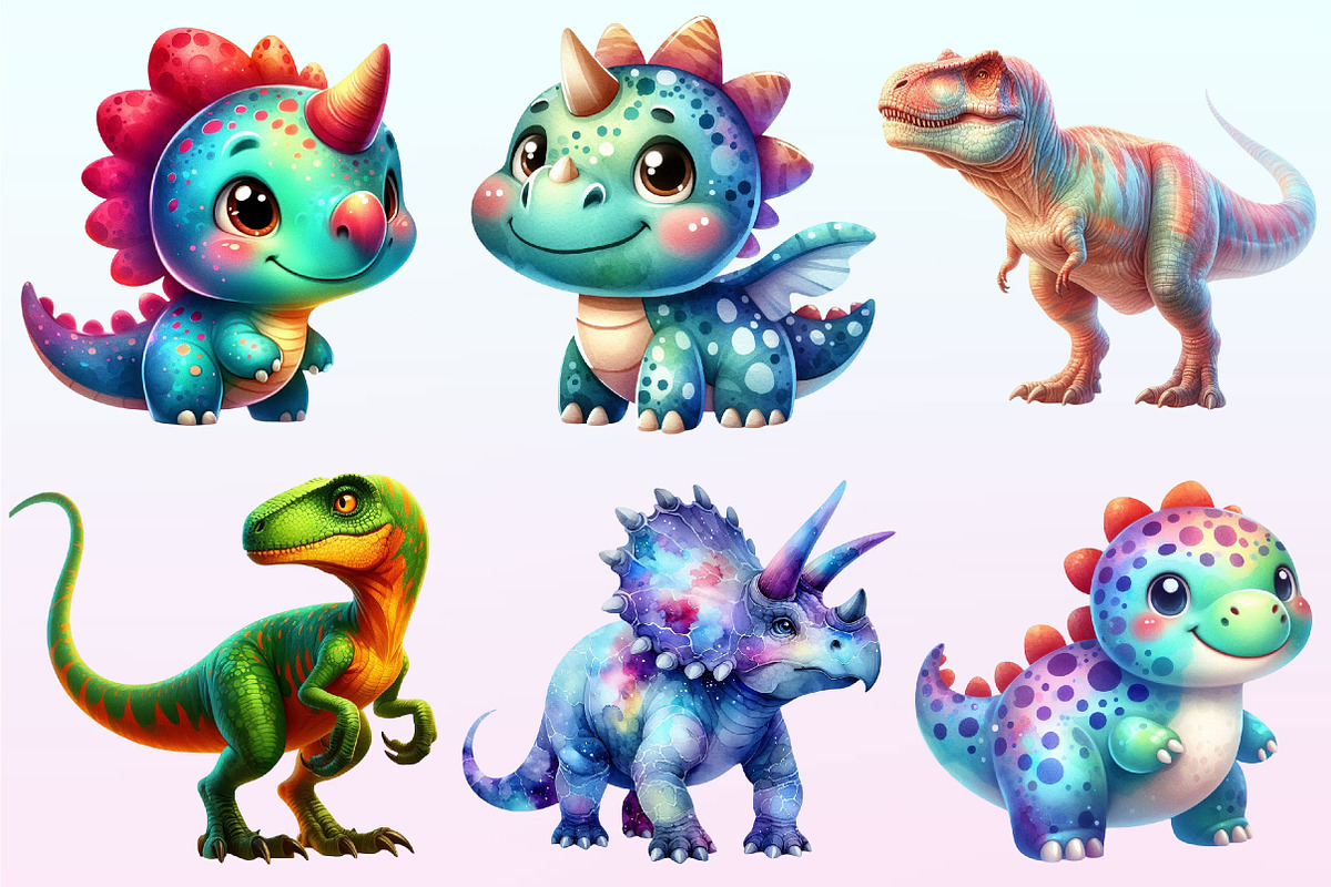 Watercolor Dinosaur Clipart, a Graphic by CitraGraphics (Photo 3 of 4)