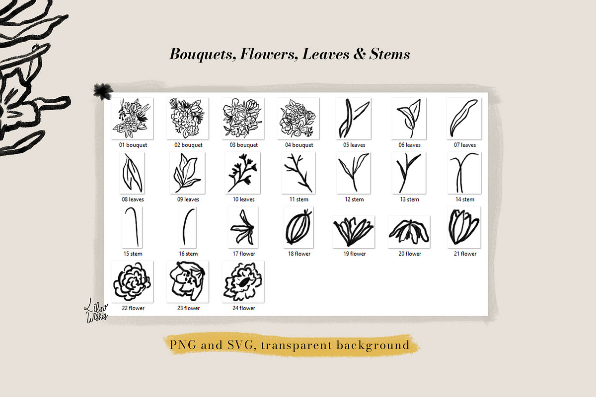 Vintage Floral Line Art, a Decorative Illustration by lilovwishes (Photo 2 of 6)