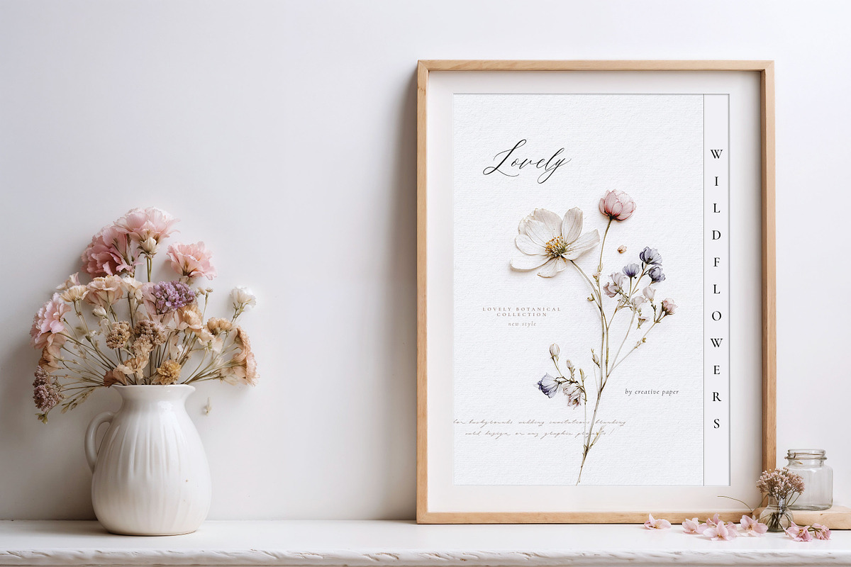 Pretty Wildflowers I Pressed Flowers, a Background Graphic by by creative paper (Photo 4 of 14)