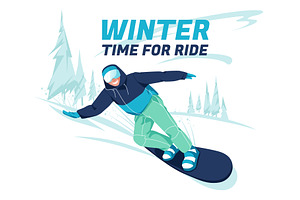 Ski Resort Flat Illustrations