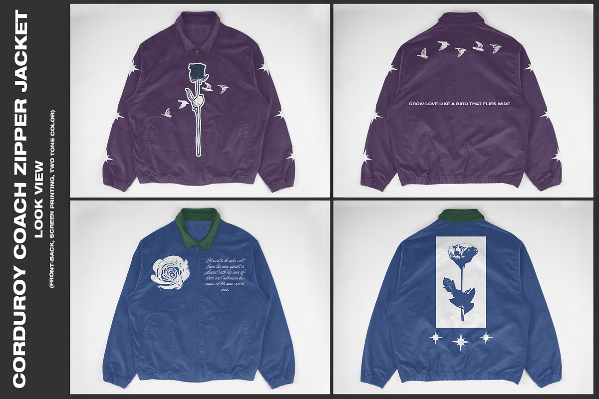 Corduroy Coach Zipper Jacket Mockup, a Hoody Mockup by DaldSgh (Photo 4 of 10)
