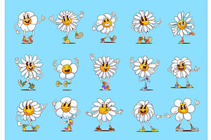 Funny groovy daisy chamomiles, an Object Illustration by Vector Tradition