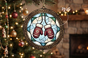 Stained Glass Mittens Christmas Art, a Seasonal Illustration by CrexoraLab (Thumbnail 1 of 3)