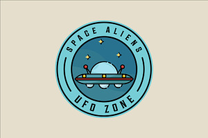 ufo space ship emblem logo vector, a Branding & Logo Template by zyxroun shop