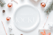 Holiday Plate Mock with Candy Canes, a Product Mockup by MockupWizard (Thumbnail 1 of 3)