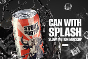 Can With Splash Slow Motion Mockup, a Product Mockup by rebrandy (Thumbnail 1 of 10)